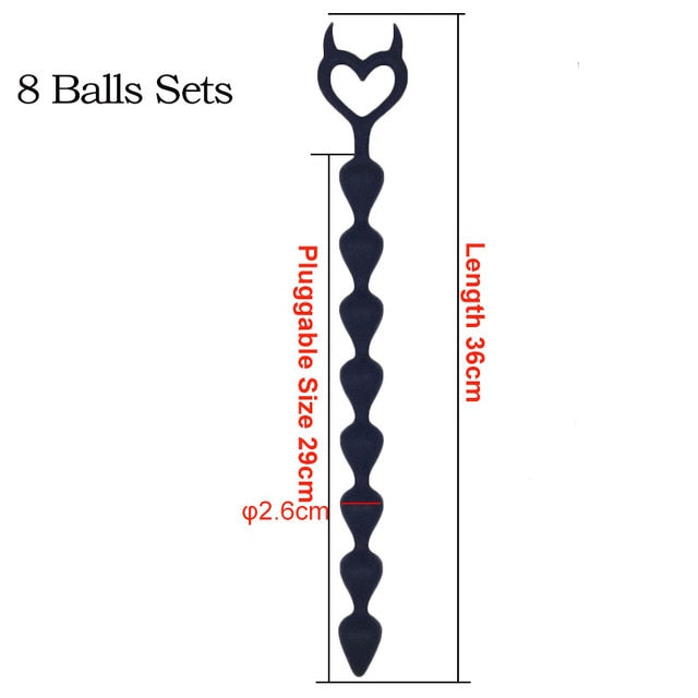 Silicone Long Anal Beads Butt Plug Prostate Massager Stimulator For Gay Men Adult Sex Toy