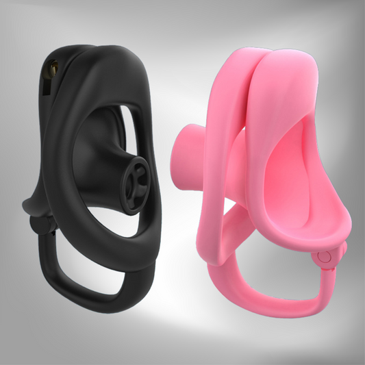 Black/Pink Resin Inverted Chastity Cage Lightweight Negative CockCage with Testicle Support