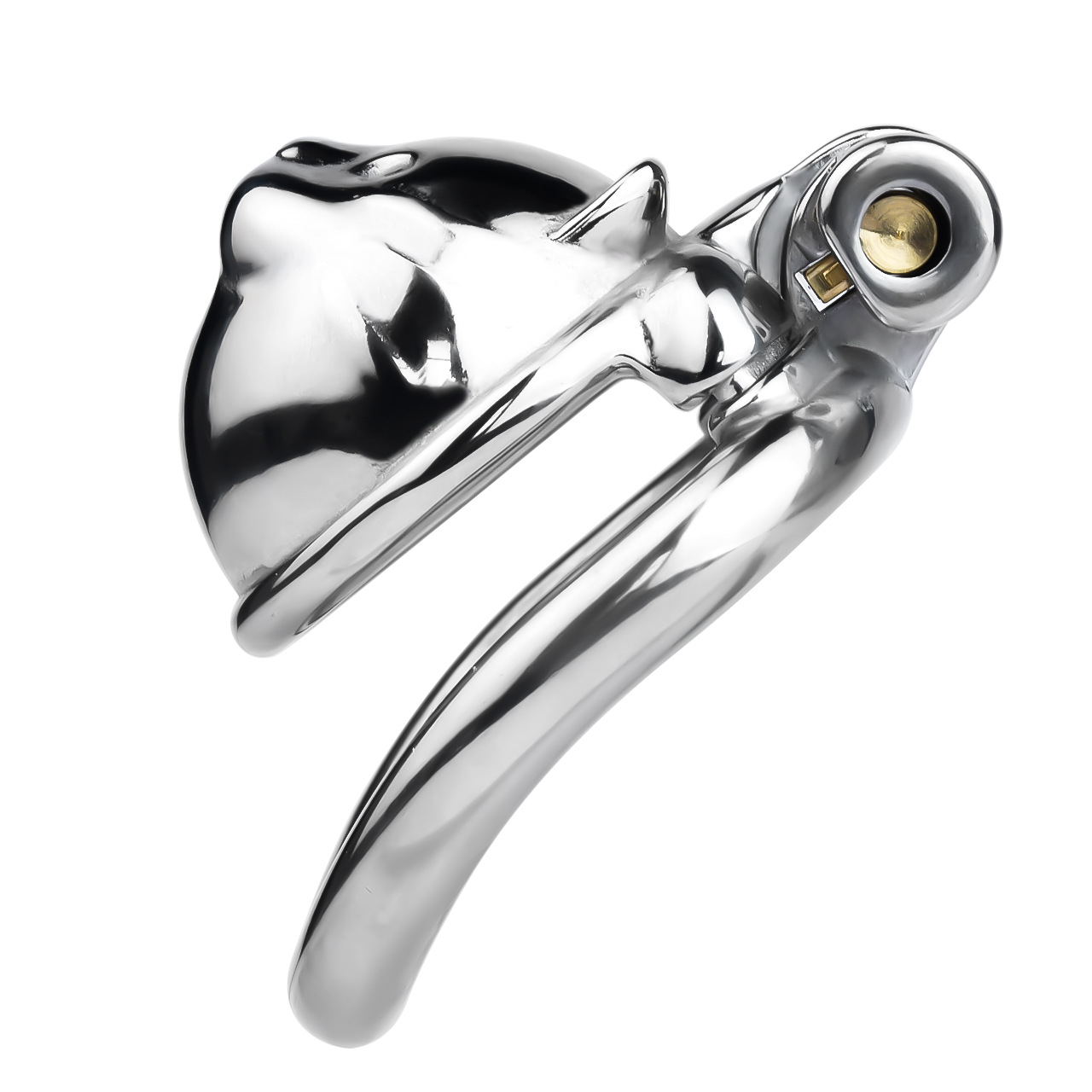 Lucky Cat Chastity Cage for Men Silver/Gold Smooth Stainless Steel Restraint for Sexual Control