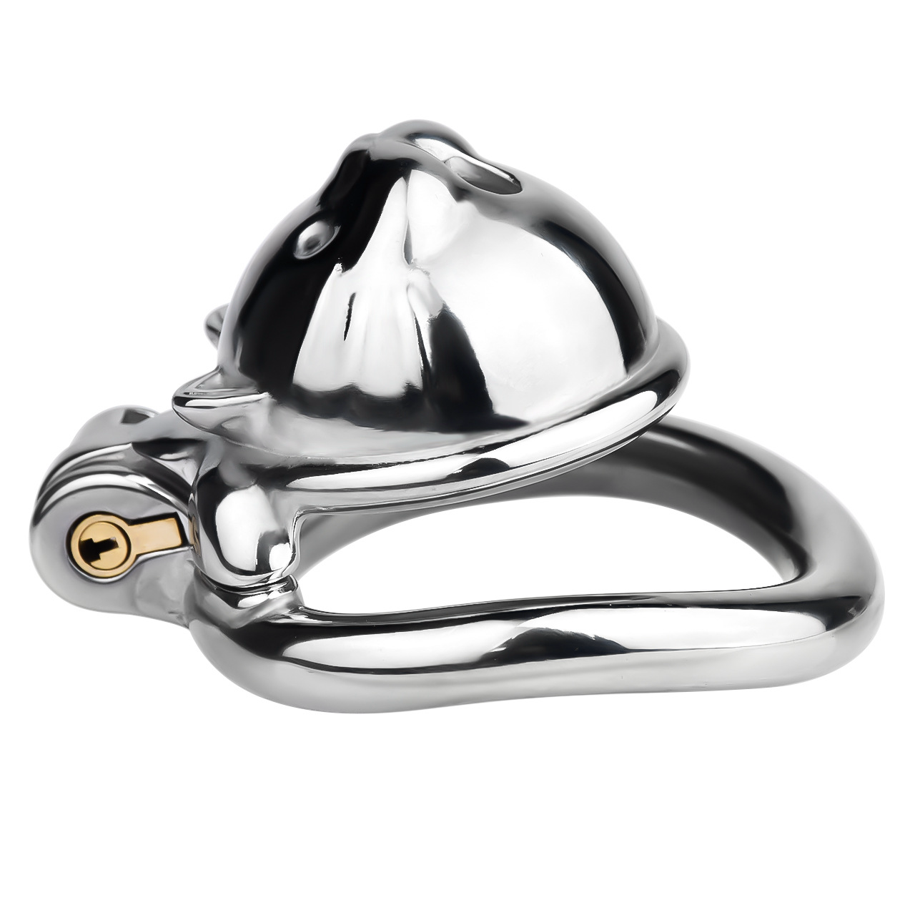 Lucky Cat Chastity Cage for Men Silver/Gold Smooth Stainless Steel Restraint for Sexual Control