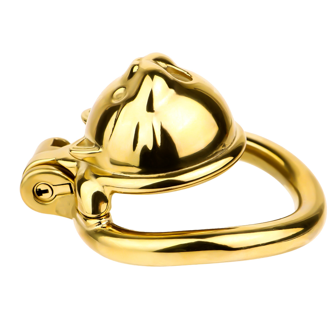 Lucky Cat Chastity Cage for Men Silver/Gold Smooth Stainless Steel Restraint for Sexual Control