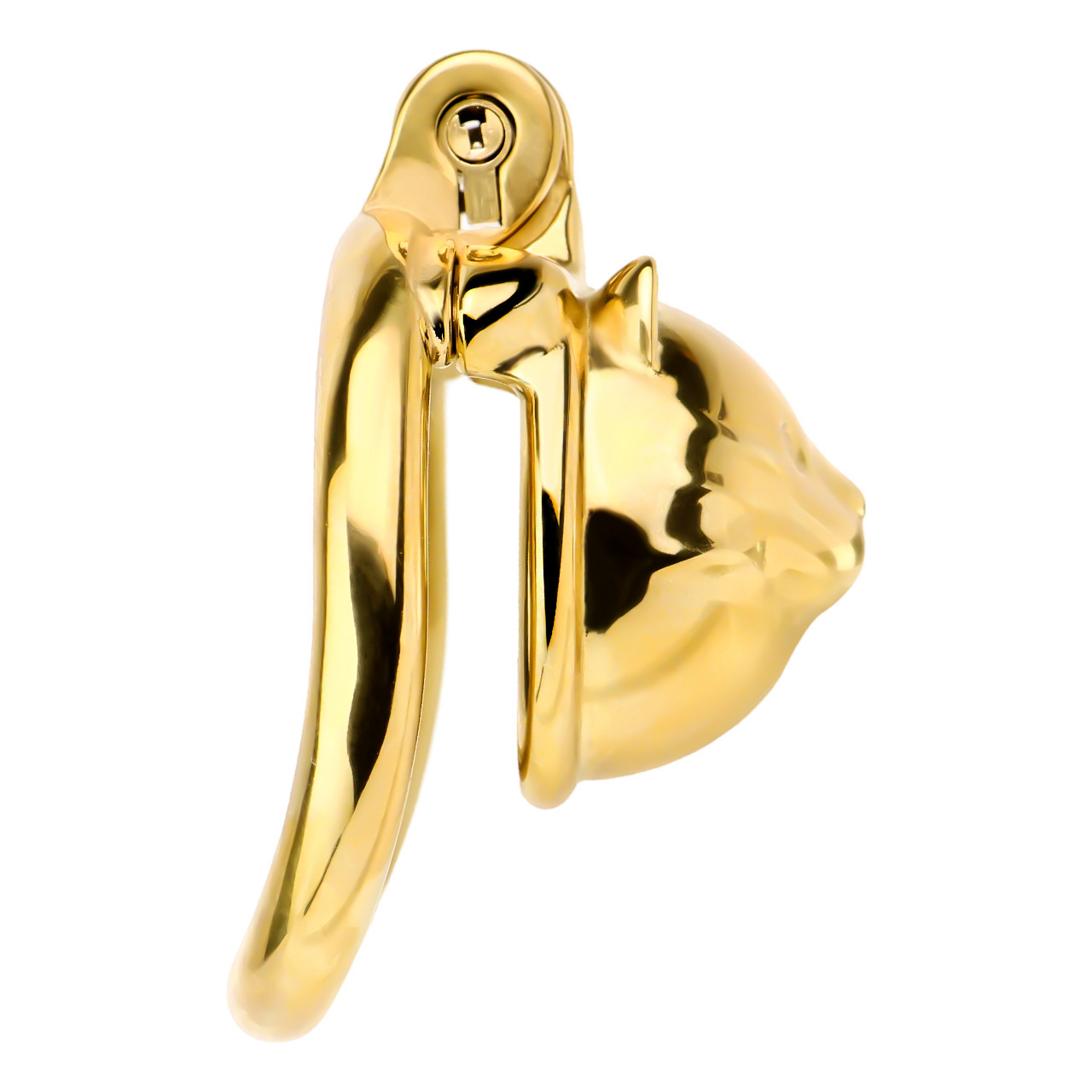 Lucky Cat Chastity Cage for Men Silver/Gold Smooth Stainless Steel Restraint for Sexual Control