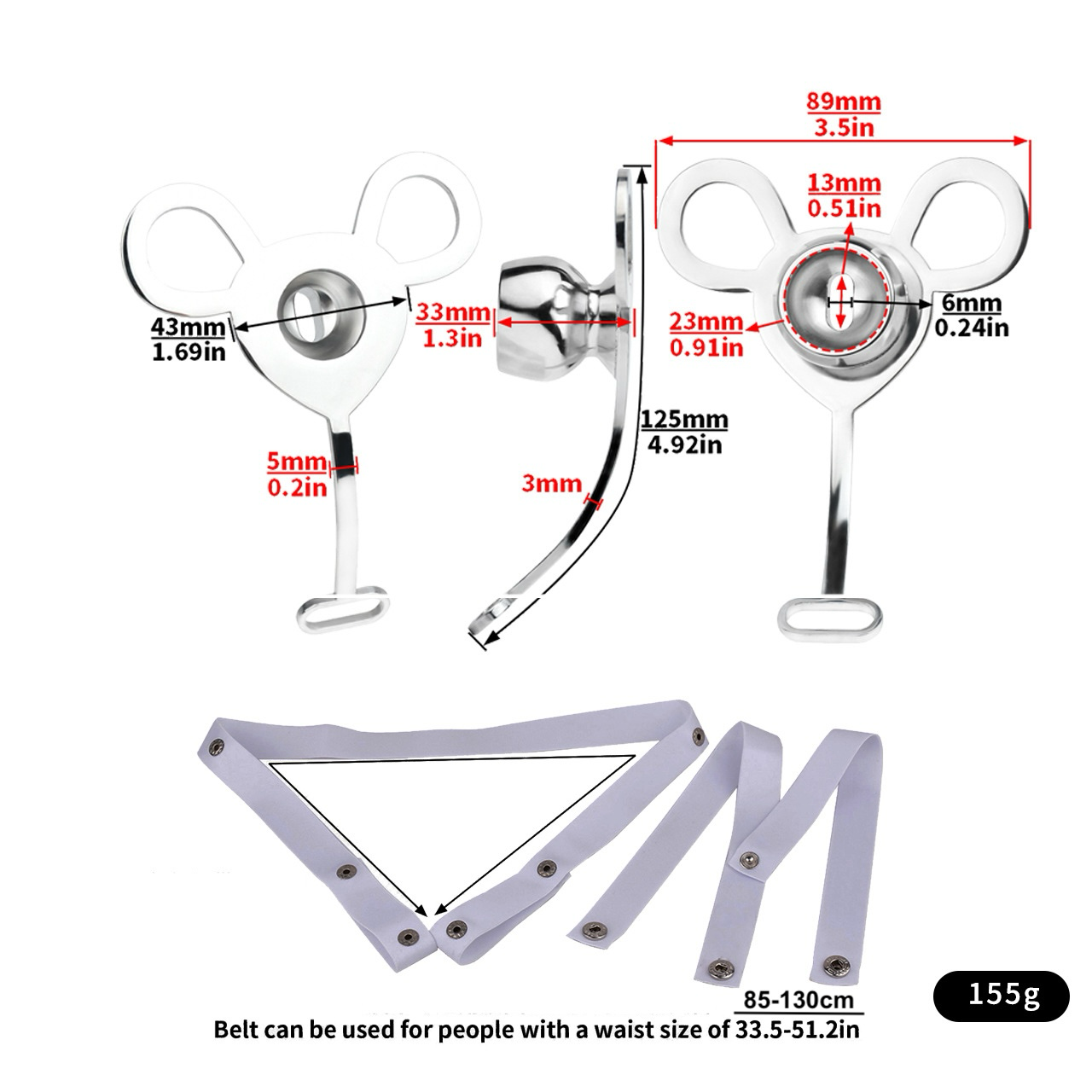 Minimalist Inverted Chastity Cage with Adjustable Nylon Belt for Sissy Ladyboy Crossdresser Negative Cock Penis Lock