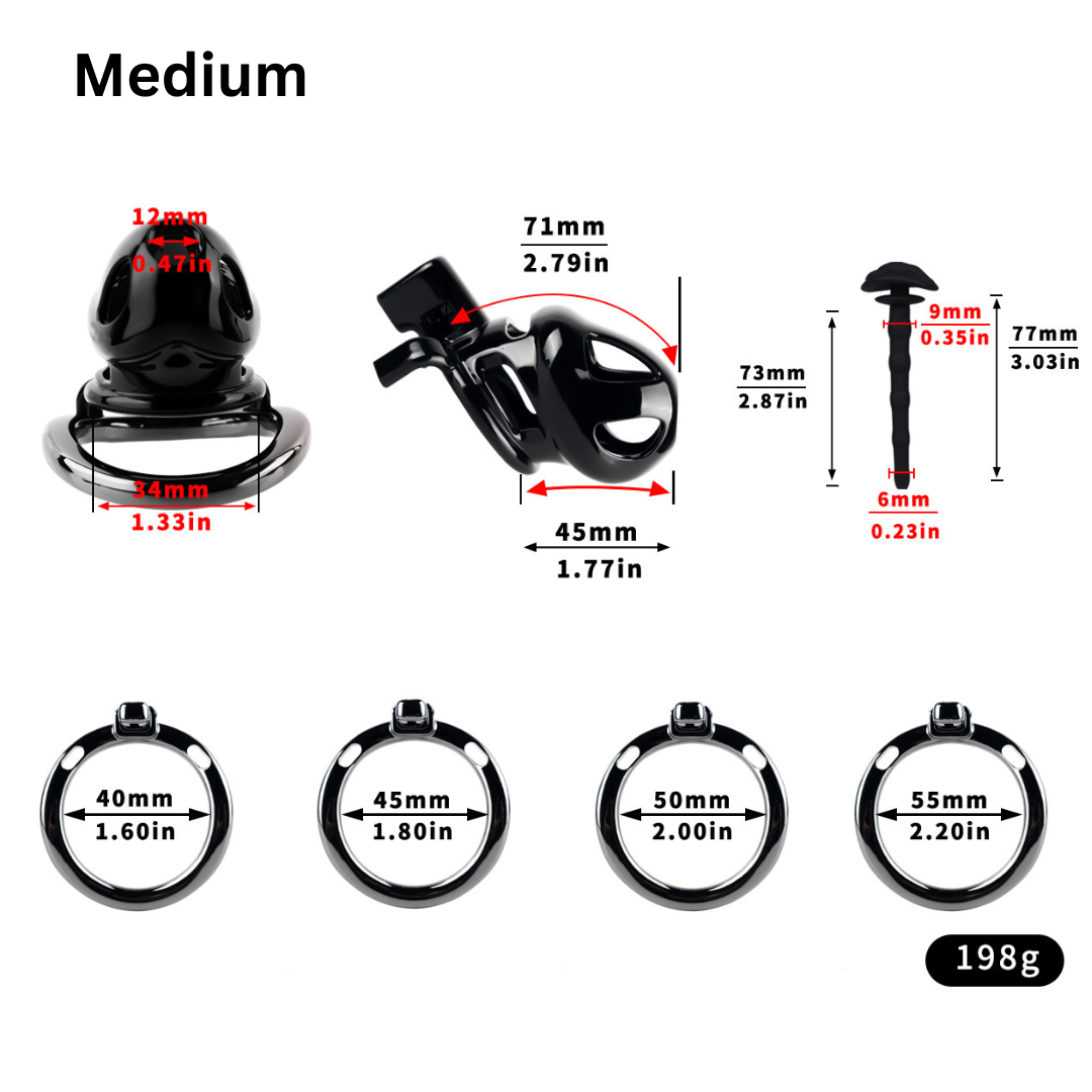 Breathable Resin & Aluminum Cobra Chastity Cage with Silicone Urethral Tube