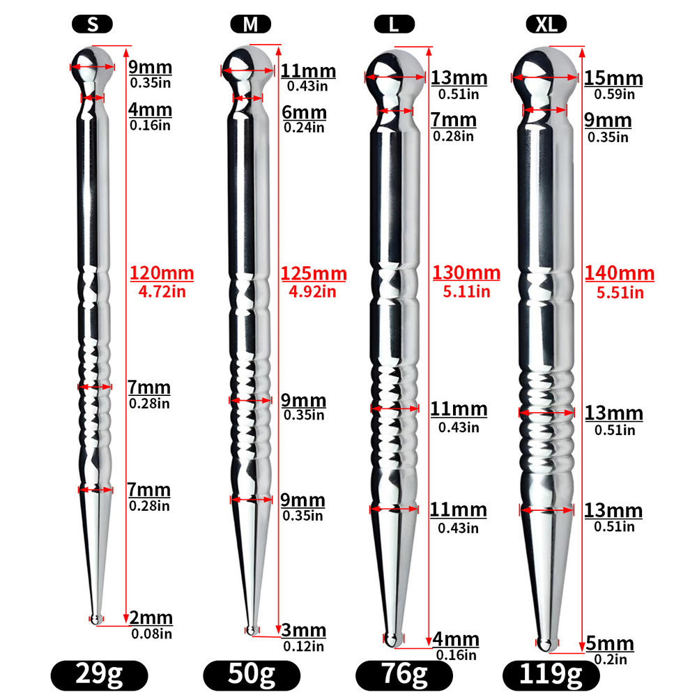 Stainless Steel Dual-Ended Urethral Sound & Anal Plug Hardcore Stretch & Fill