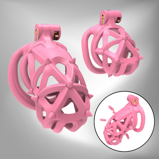 Pink Chastity Cage with Soft Spikes