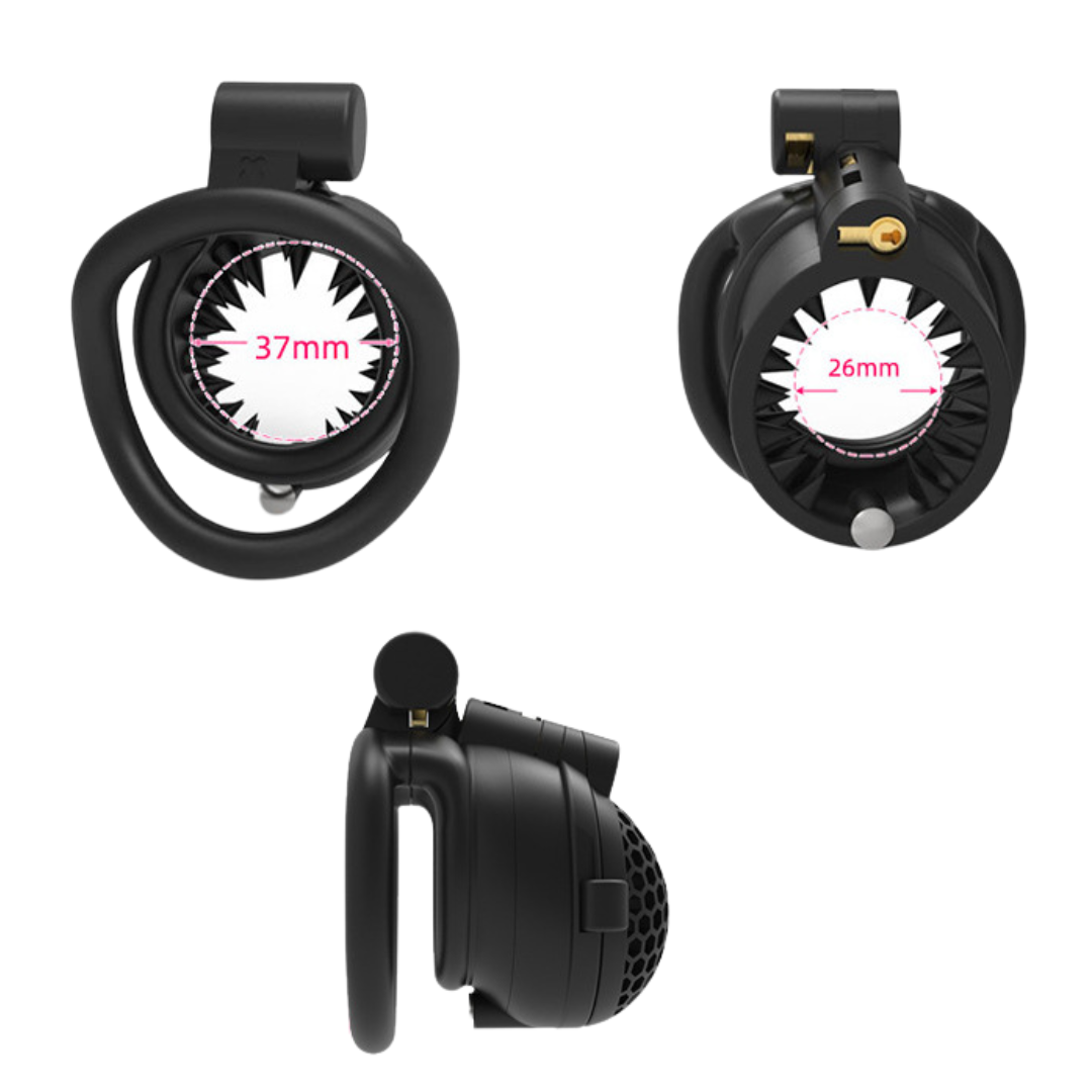 Upgraded Breathable Chastity Cage with Spikes and Removable Cap - Black/Pink