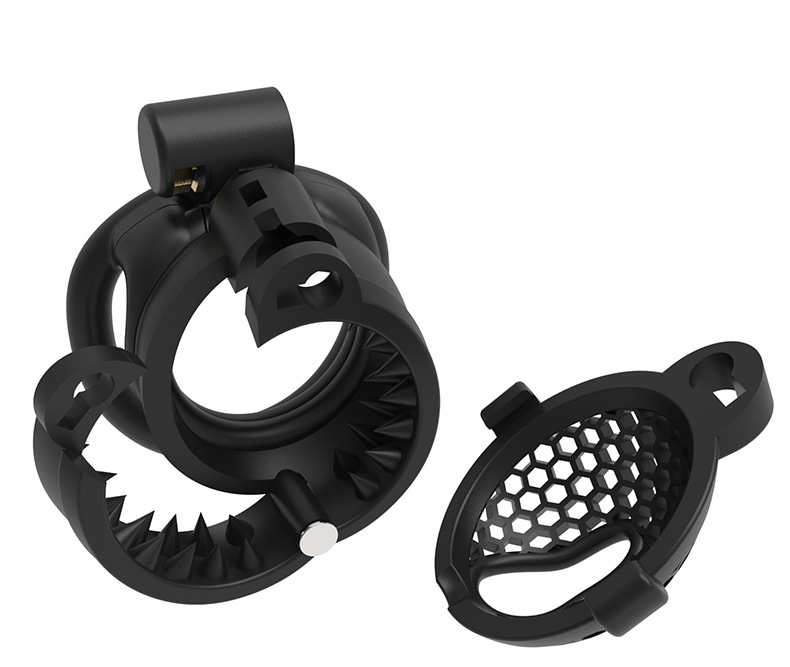 Upgraded Breathable Chastity Cage with Spikes and Removable Cap - Black/Pink