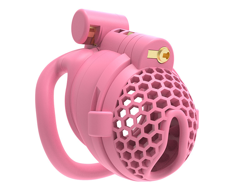 Upgraded Breathable Chastity Cage with Spikes and Removable Cap - Black/Pink