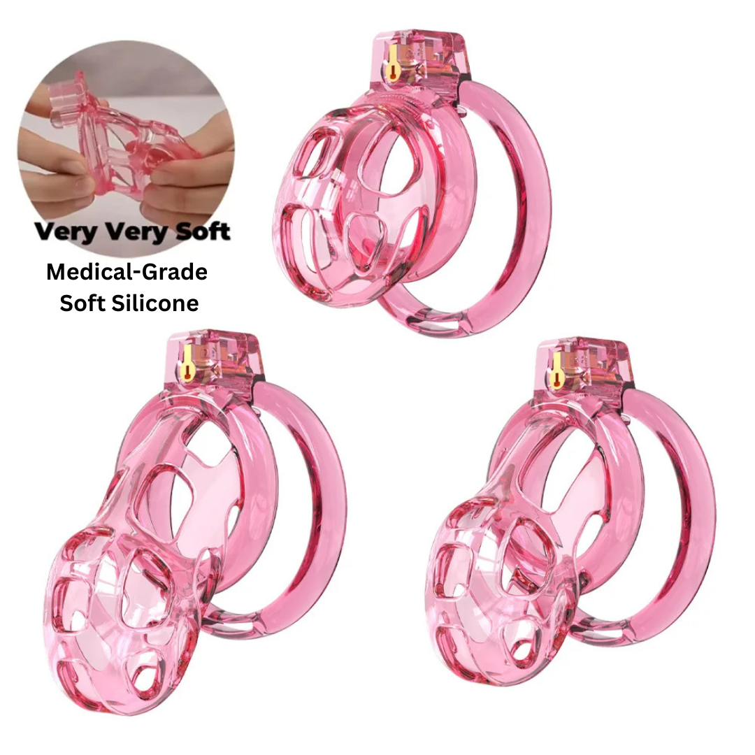 Flexible Soft Silicone Cobra Chastity Cage Set Comfy Cock Cage for Beginners