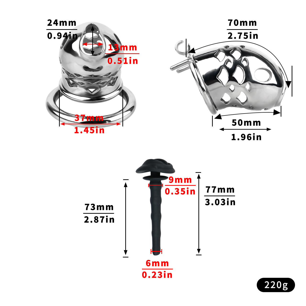 Goldfish Stainless Steel Chastity Device Male Locking Cage