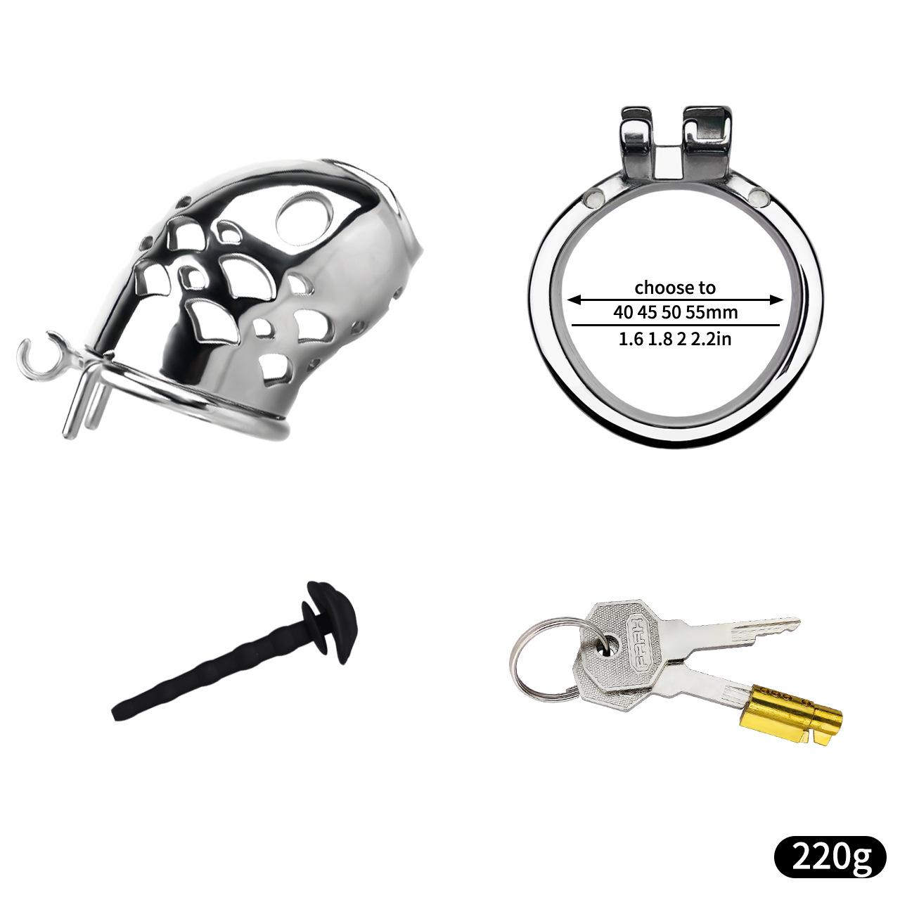 Goldfish Stainless Steel Chastity Device Male Locking Cage