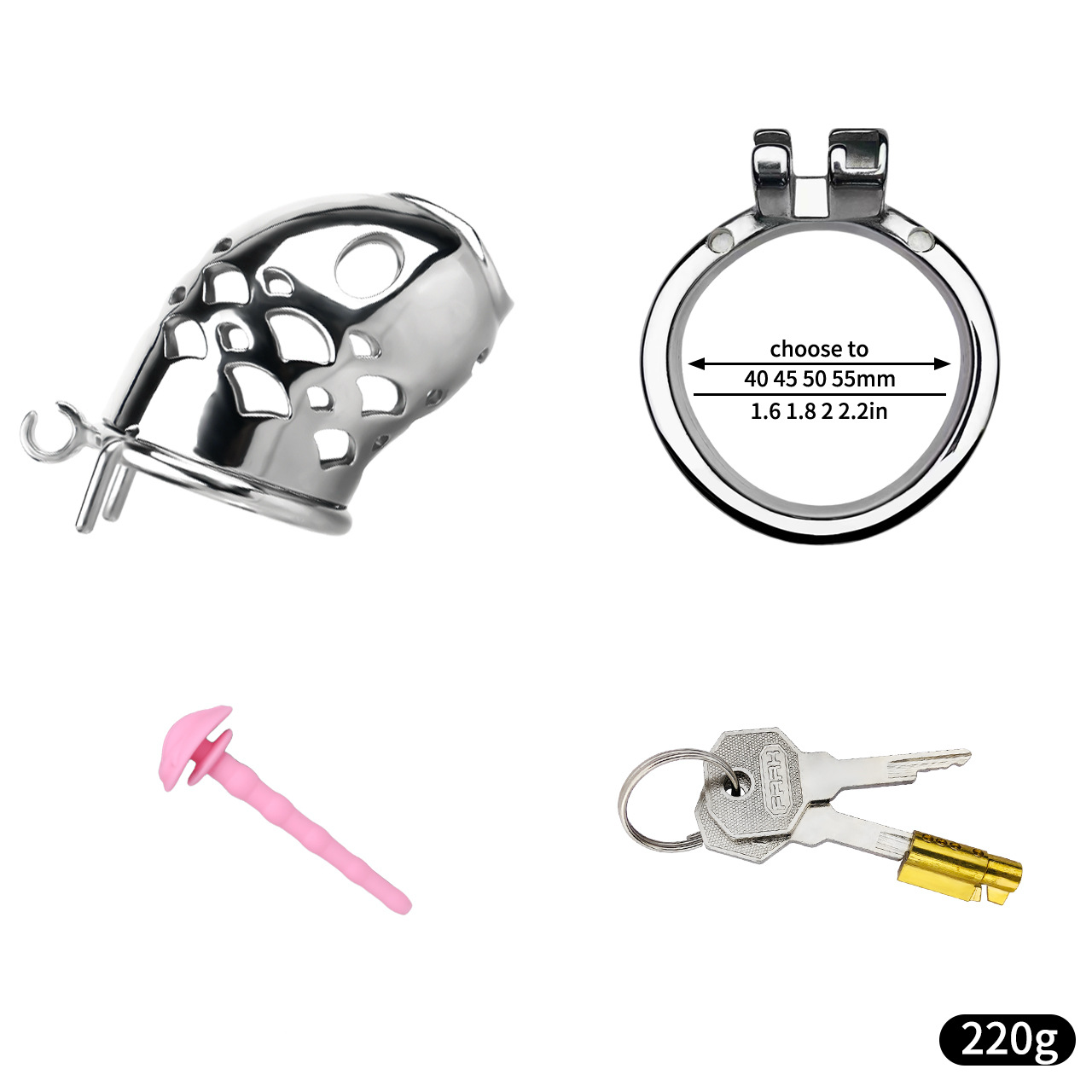 Goldfish Stainless Steel Chastity Device Male Locking Cage