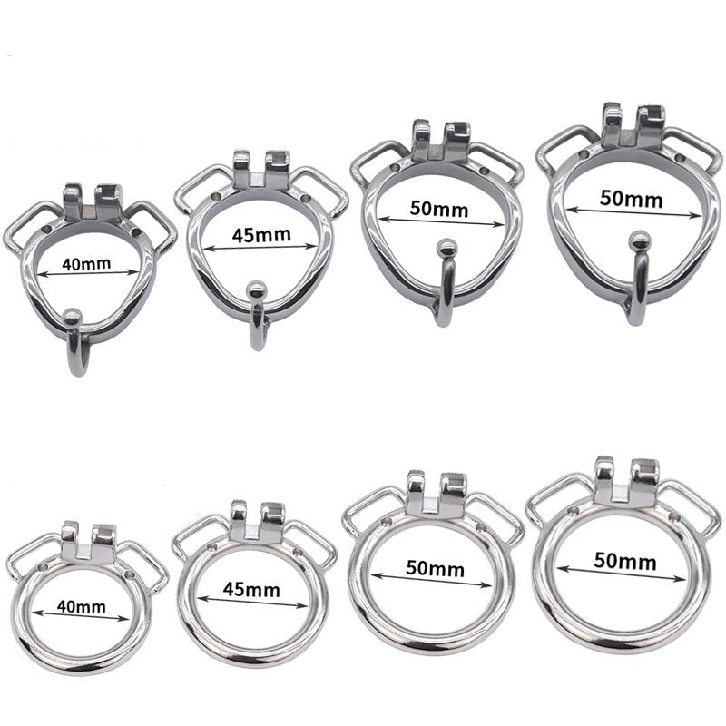 Stainless Steel Negative Inverted Chastity Cage with PU Belt - ChastityForMan