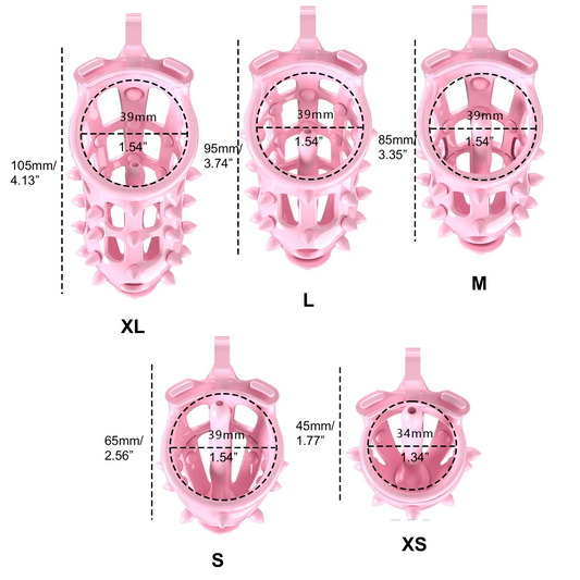 Pink Resin Chastity Cage with Removable Soft Spikes
