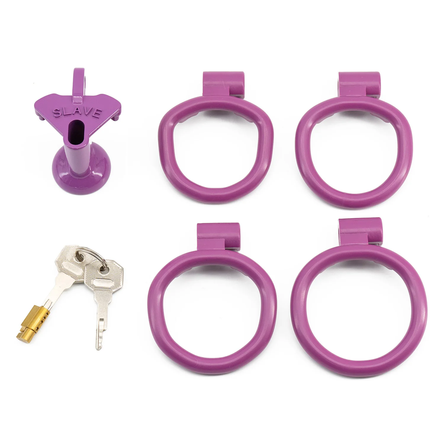 Multicolor Slave Chastity Cage Flat/Negative Sizes with 4 Base Rings