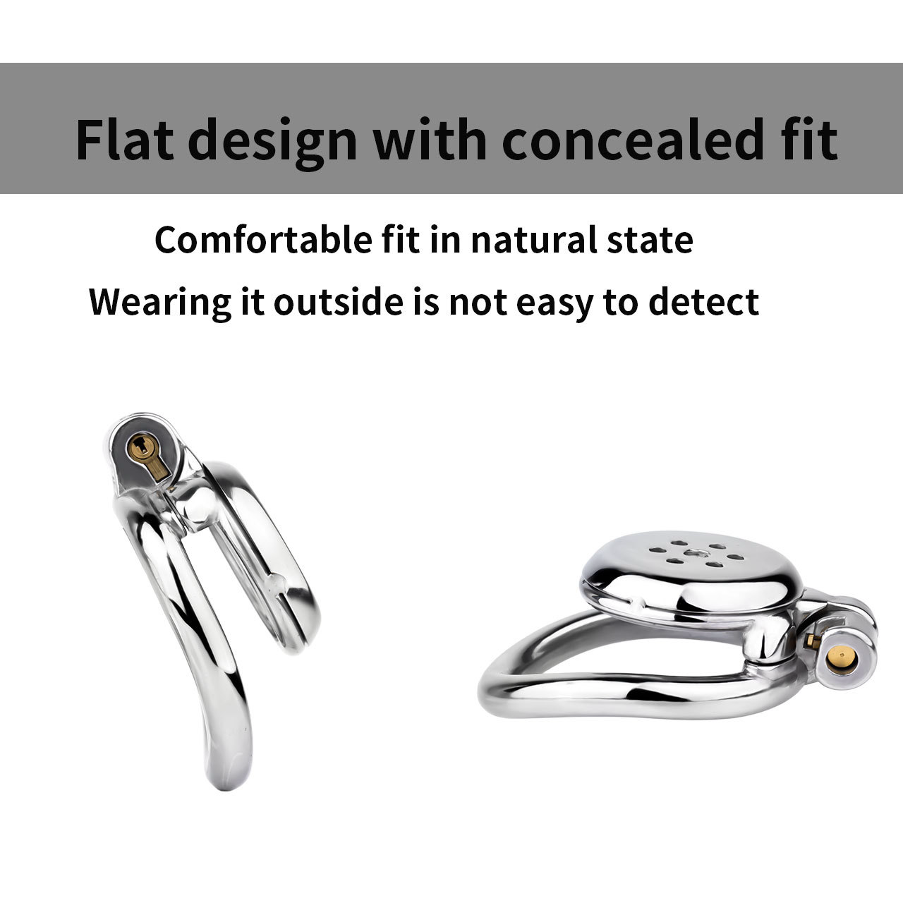 Metal Wrapped Flat Chastity Cage Discreet Penis Cage with Belt for Men
