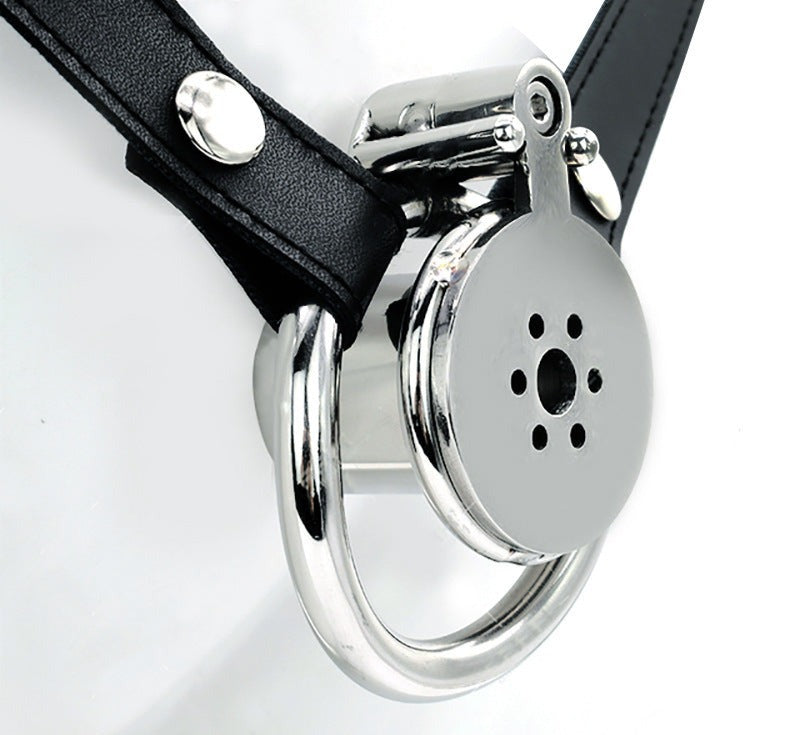 Small Inverted Chastity Cage with Urethral Tube and Adjustable Strap