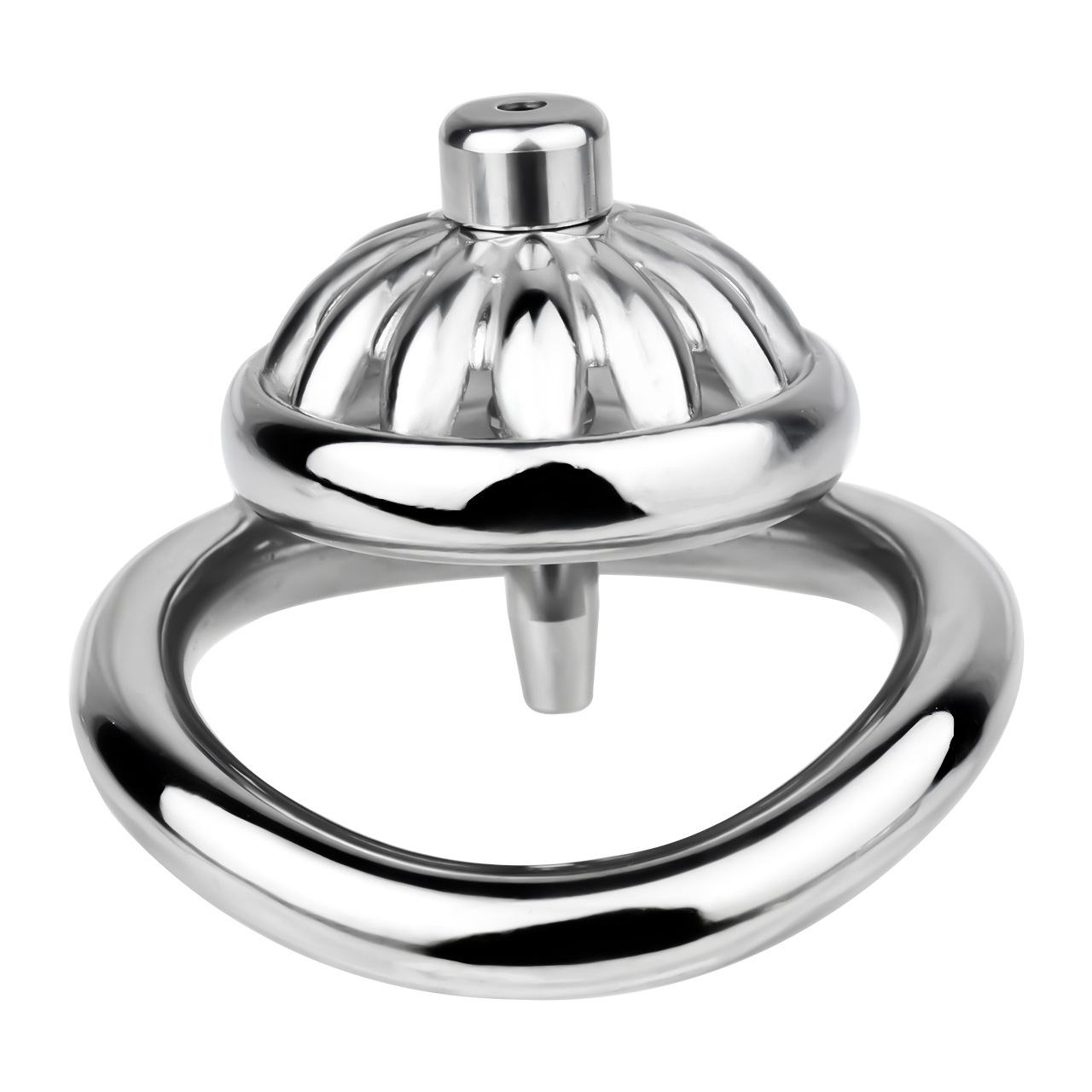 Tiny Metal Sunflower Chastity Cage Micro Flat Cock Cage with Detachable Silicone and Metal Catheter Urethral Tube and PU Belt