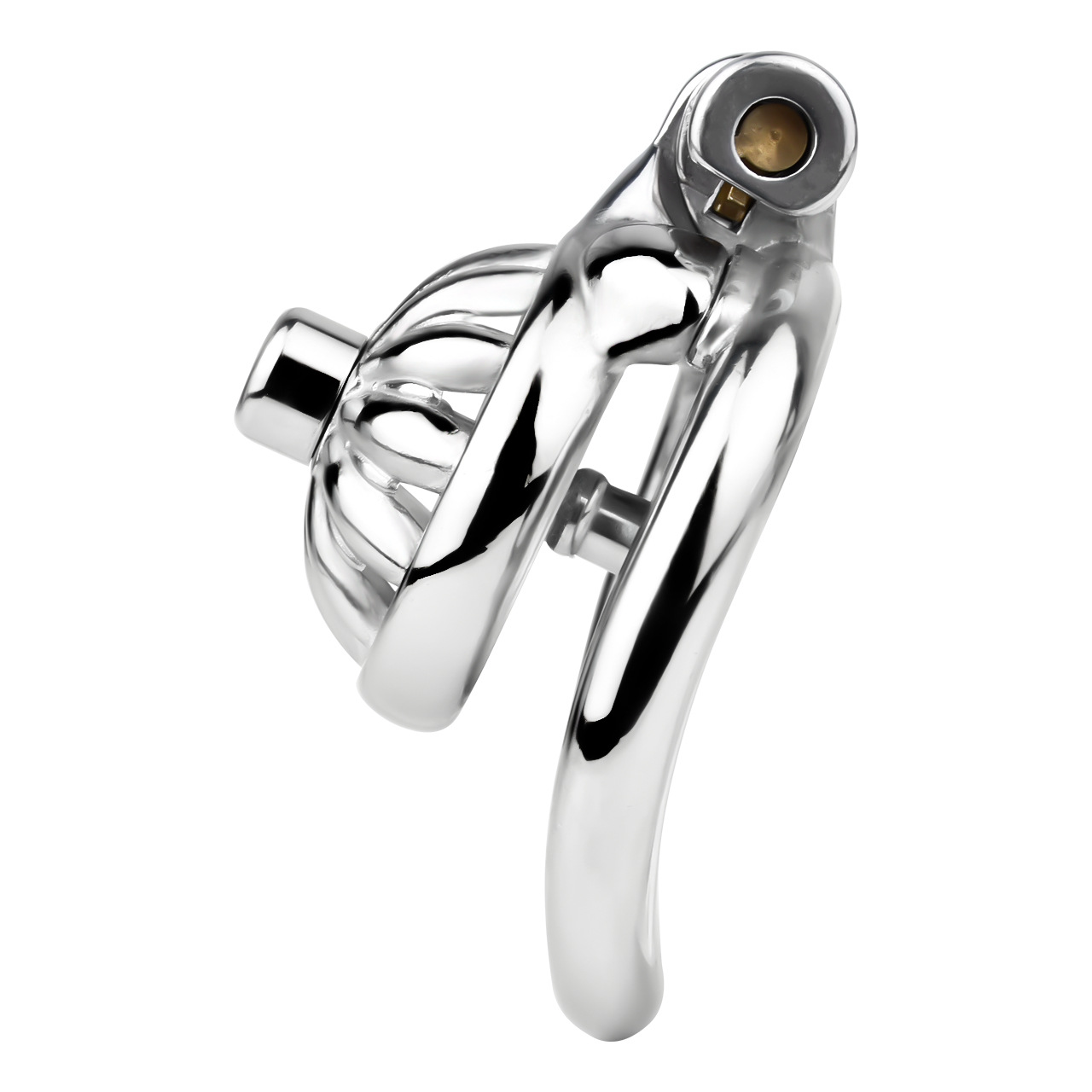 Tiny Metal Sunflower Chastity Cage Micro Flat Cock Cage with Detachable Silicone and Metal Catheter Urethral Tube and PU Belt