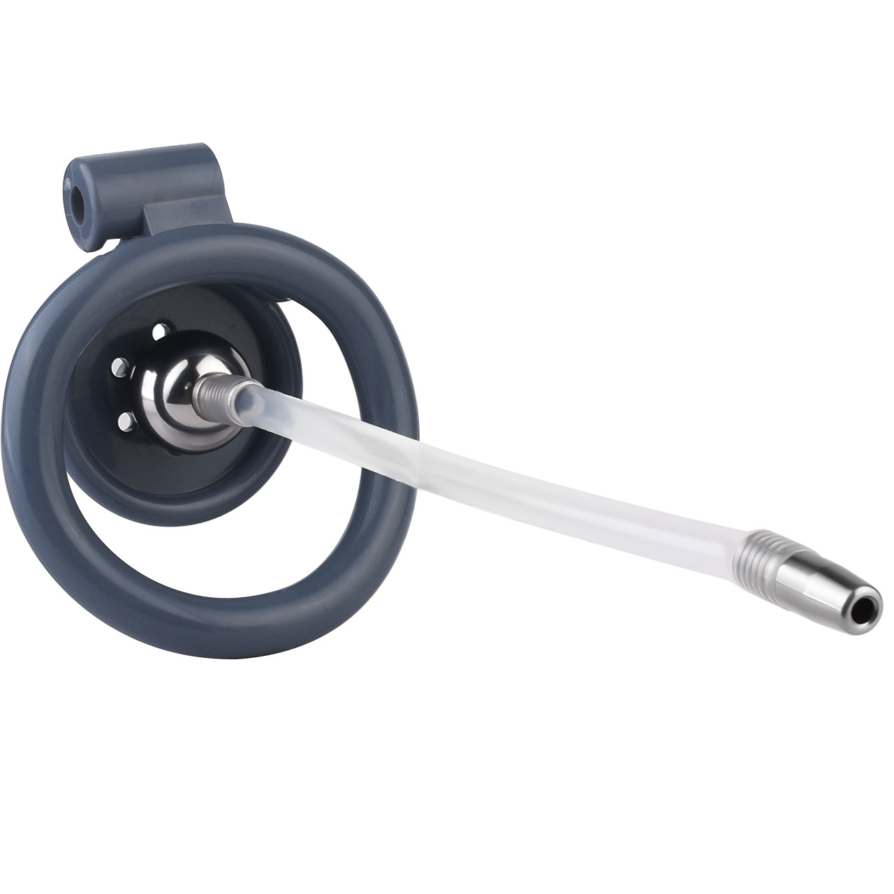 small Inverted Chastity Cage with Removable Steel Ball Plug and Silicone Catheter