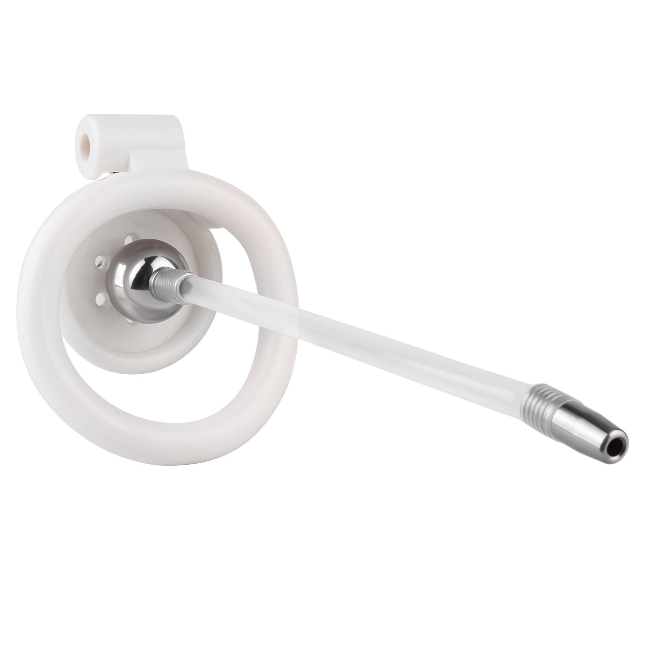 small Inverted Chastity Cage with Removable Steel Ball Plug and Silicone Catheter