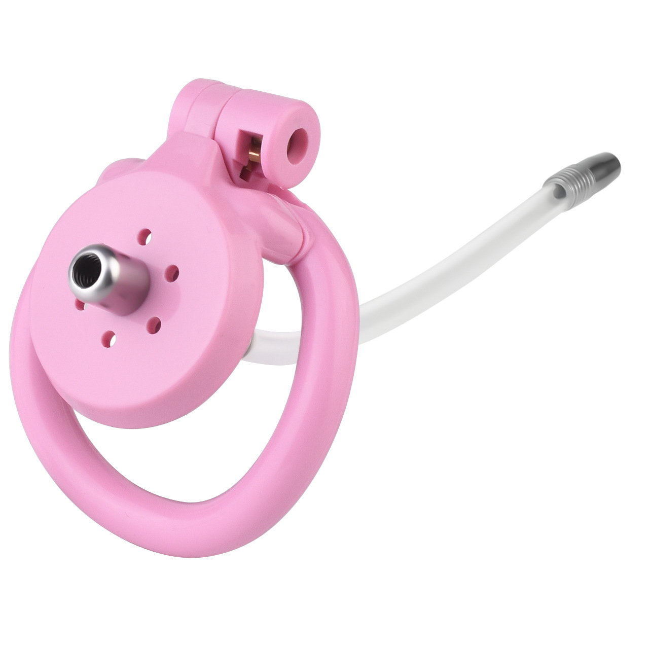 small Inverted Chastity Cage with Removable Steel Ball Plug and Silicone Catheter