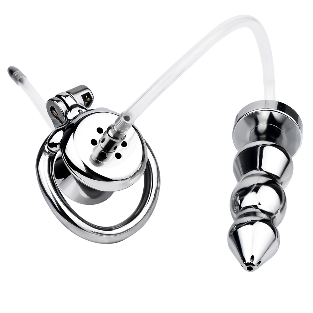 Urethral Inverted Chastity Cage with Detachable Anal Plug Negative Cock Cage for Dual Chastity Play