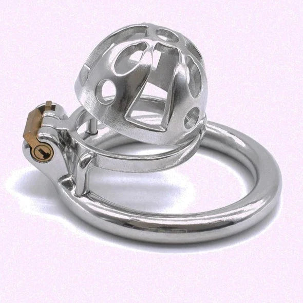 Small Stainless Steel Chastity Cage in 3 Sizes with Adjustable PU Strap Metal Cock Cage Male Chastity Device