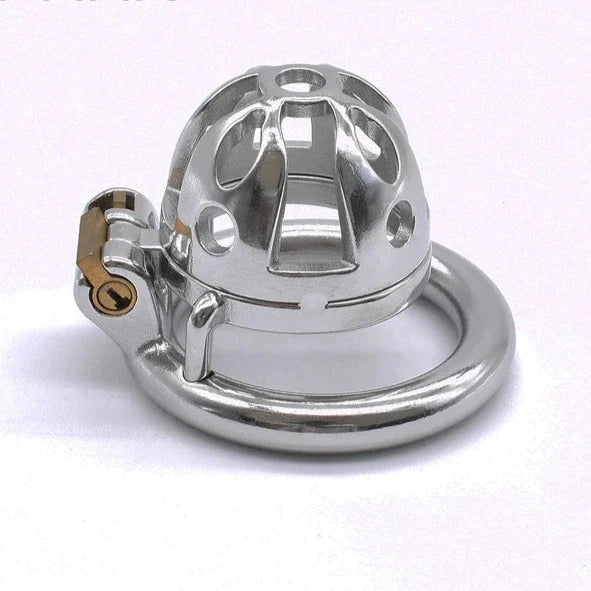 Small Stainless Steel Chastity Cage in 3 Sizes with Adjustable PU Strap Metal Cock Cage Male Chastity Device