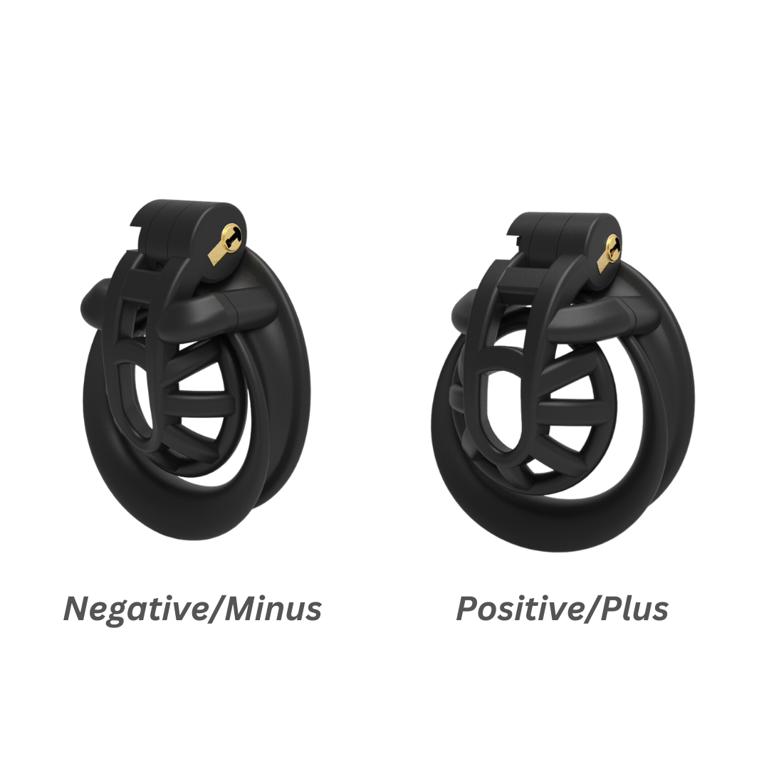 Positive/Negative Chastity Cage with Double-Arc Penis Ring Minus/Plus Resin Cock Cage