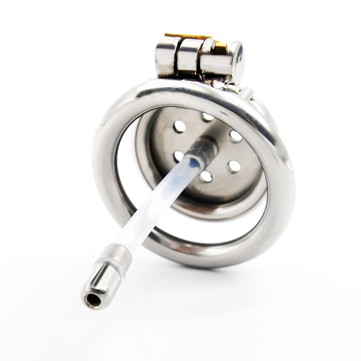 Tiny Flat Urethral Chastity Cage with Detachable Silicone Catheter and Spiked Ring Discreet Metal Cock Cage for small penis