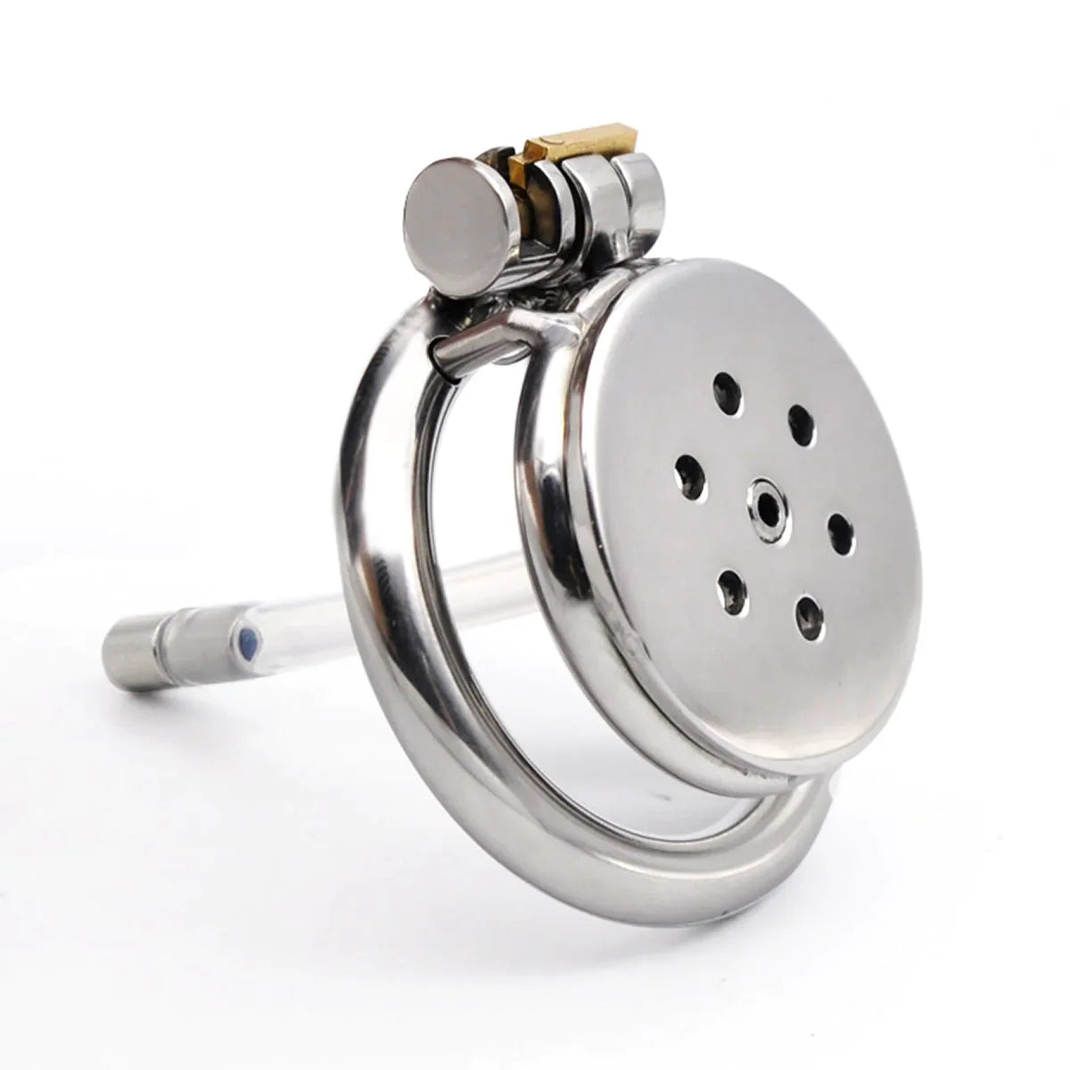 Tiny Flat Urethral Chastity Cage with Detachable Silicone Catheter and Spiked Ring Discreet Metal Cock Cage for small penis