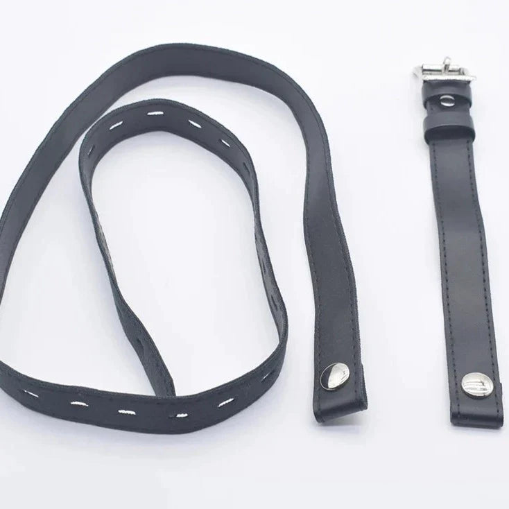 Small Flat Chastity Cage with Metal Catheter and PU Strap Cylindrical Cock Cage For Men