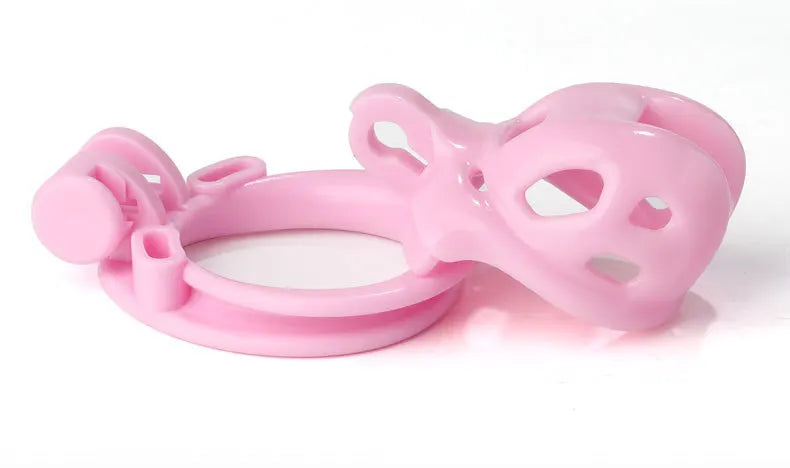 Mini Pink/Black/White Cobra Chastity Cage Small Nub 3D Printed Resin Cock Cage with 4 Double-Arc Penis Rings