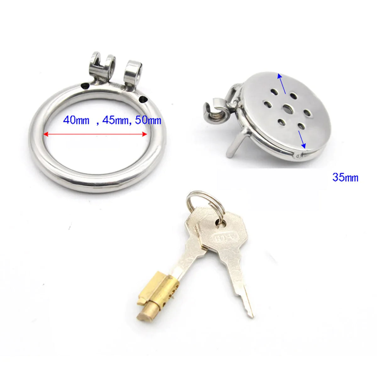 Tiny Flat Urethral Chastity Cage with Detachable Silicone Catheter and Spiked Ring Discreet Metal Cock Cage for small penis