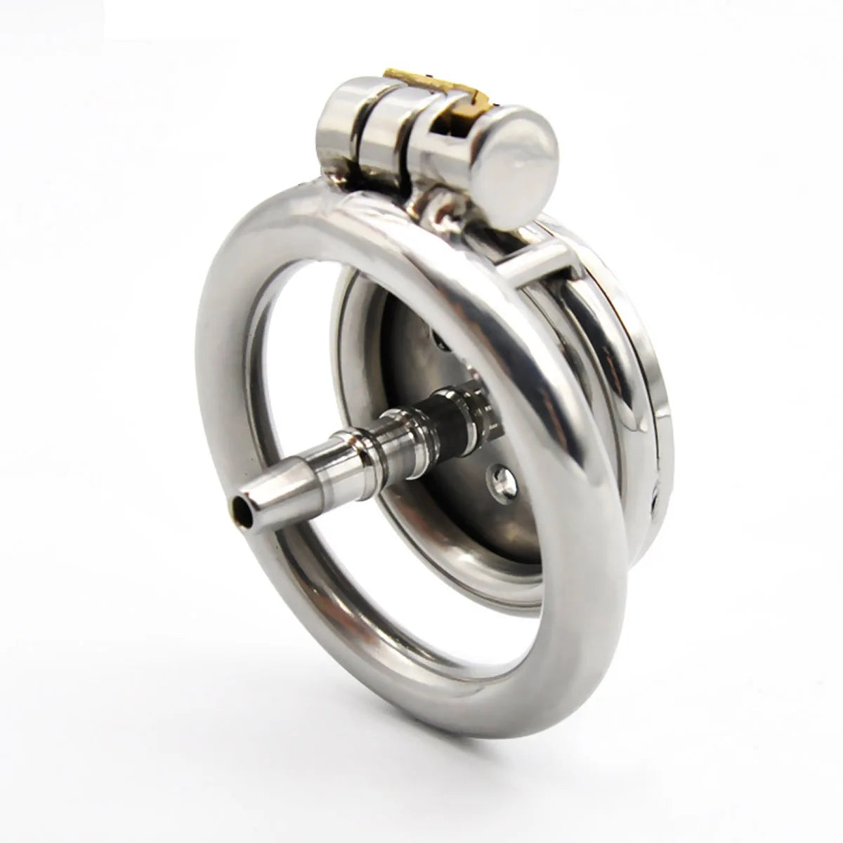 Tiny Flat Urethral Chastity Cage with Detachable Silicone Catheter and Spiked Ring Discreet Metal Cock Cage for small penis