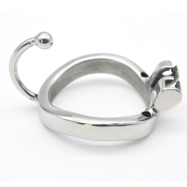 Hollowed Metal Chastity Cage with Soft Silicone Catheter Tube and Scrotum Separator