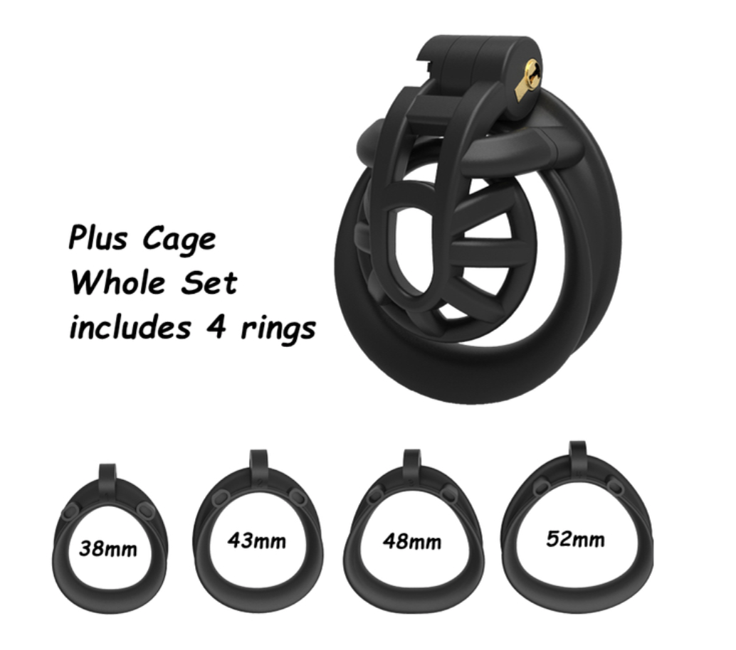 Positive/Negative Chastity Cage with Double-Arc Penis Ring Minus/Plus Resin Cock Cage