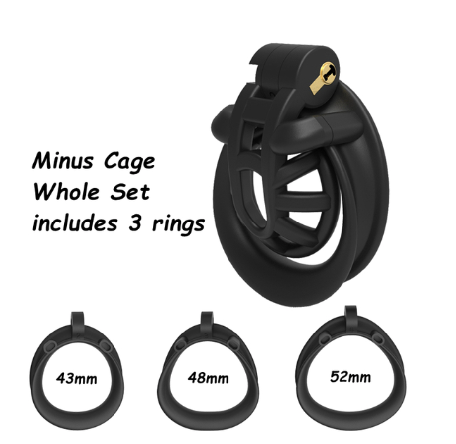 Positive/Negative Chastity Cage with Double-Arc Penis Ring Minus/Plus Resin Cock Cage