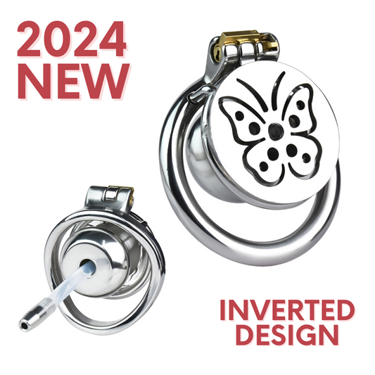 Butterfly Inverted Chastity Cage with Silicone Urethral Tube Negative Cock Cage