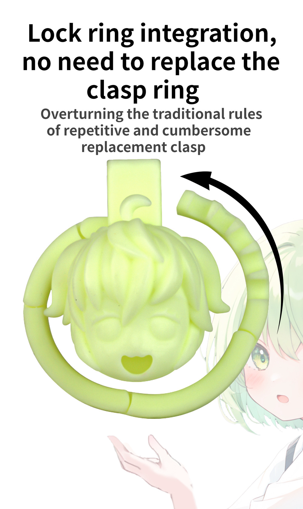 Built-in Adjustable 3D Printed Anime Chastity Cage handcuff deisgned base ring cute cock cage for men and sissy