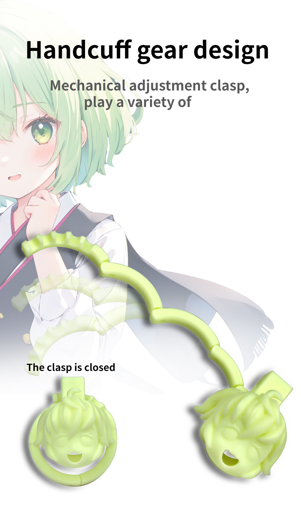 Built-in Adjustable 3D Printed Anime Chastity Cage handcuff deisgned base ring cute cock cage for men and sissy