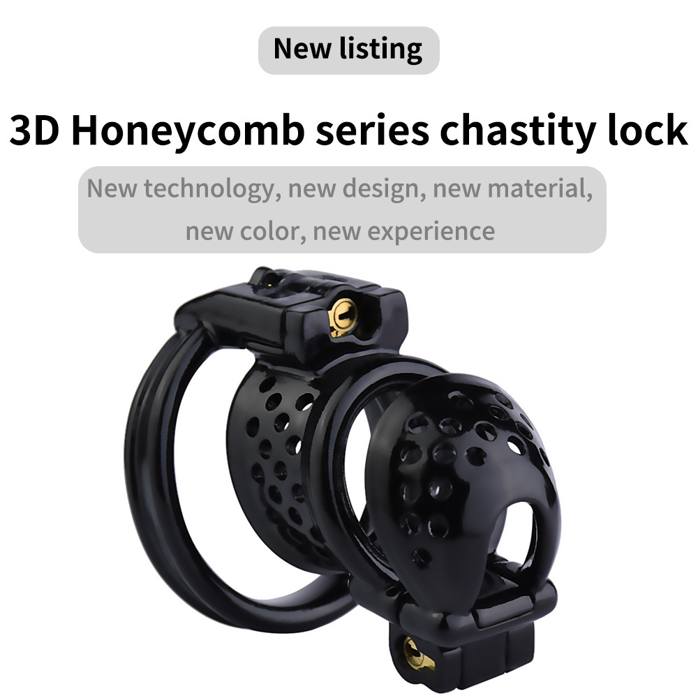 Double-Lock Black Resin Chastity Cage with Detachable Cap - 3D Printed Cock Cage