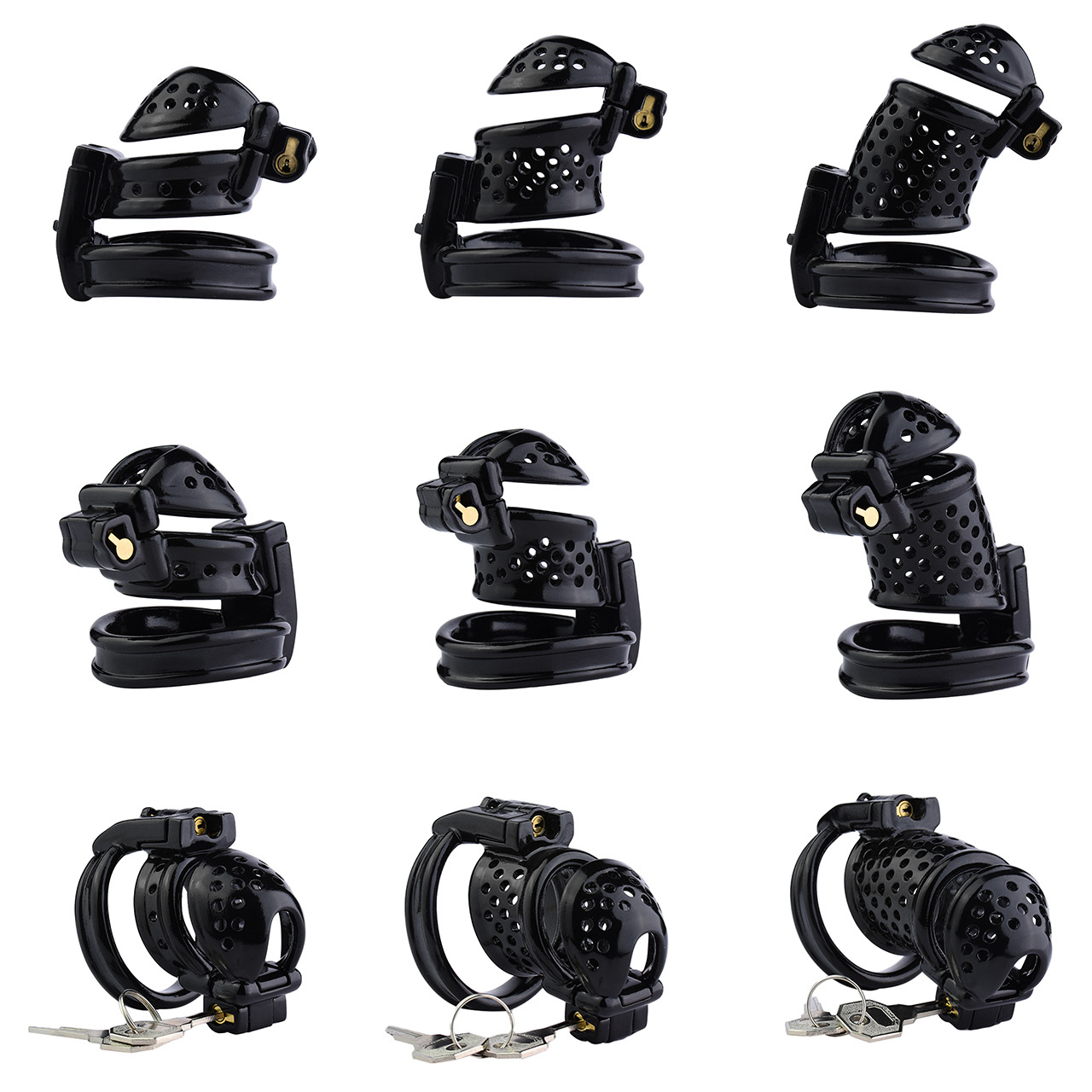 Double-Lock Black Resin Chastity Cage with Detachable Cap - 3D Printed Cock Cage