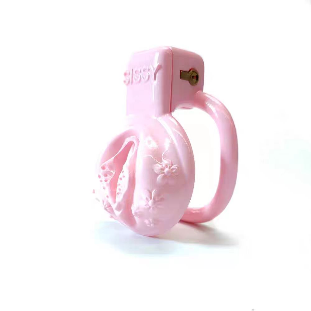 Pink Clit Chastity Cage For Sissy 3D Printed Realistic Female Vagina Pussy Cock Cage For Ladyboy Femboy