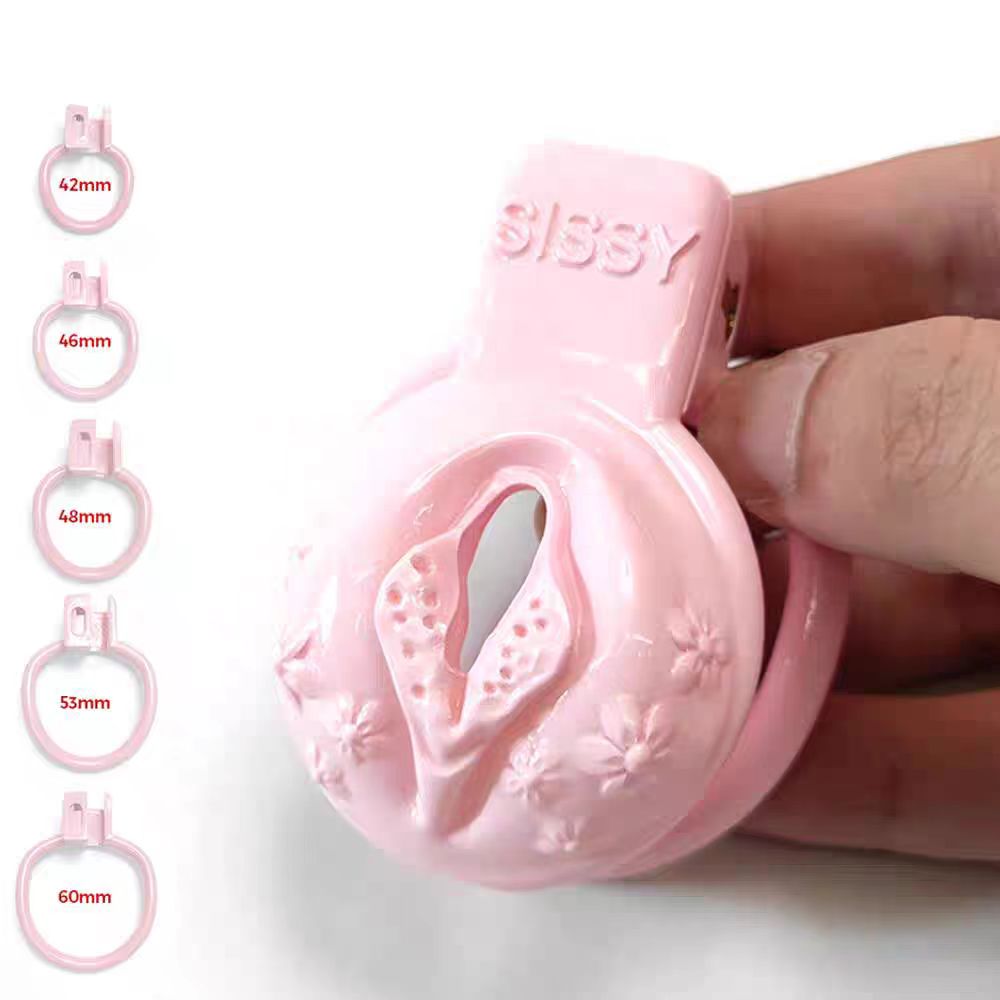 Pink Clit Chastity Cage For Sissy 3D Printed Realistic Female Vagina Pussy Cock Cage For Ladyboy Femboy