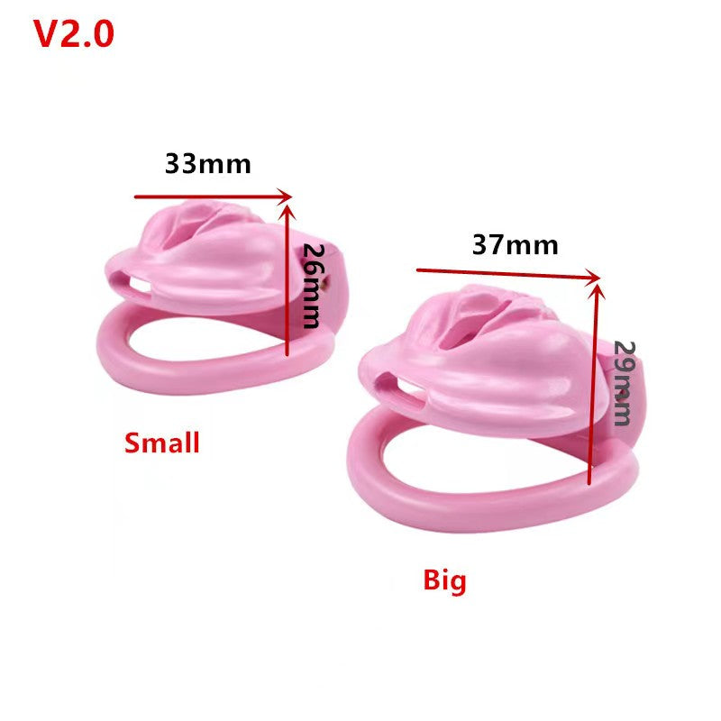 Pink Clit Chastity Cage Set with 4 Rings 3D Printed Resin Pussy Shape Pink Cock Cage For Sissy Femboy Ladyboy