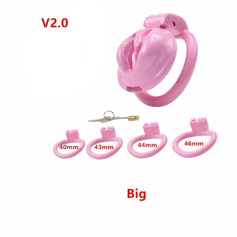 Pink Clit Chastity Cage Set with 4 Rings 3D Printed Resin Pussy Shape Pink Cock Cage For Sissy Femboy Ladyboy