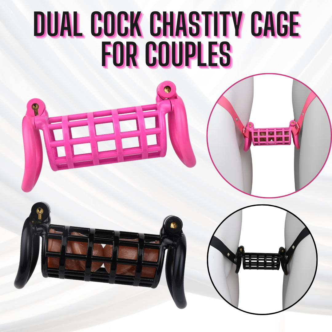 Double Dick Chastity Cage Belt for Couples Shared Dual-Wear Cock Cage